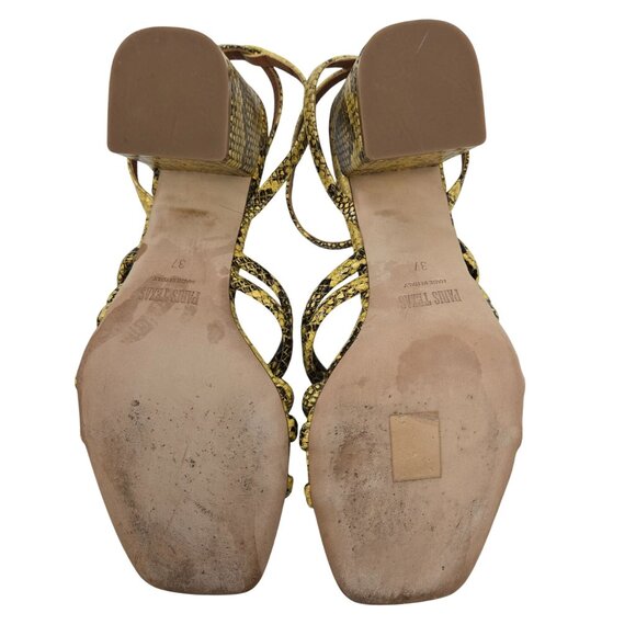 Paris Texas Carla Printed Python Leather Sandals in Limone Size 37/US 7 - Picture 10 of 11